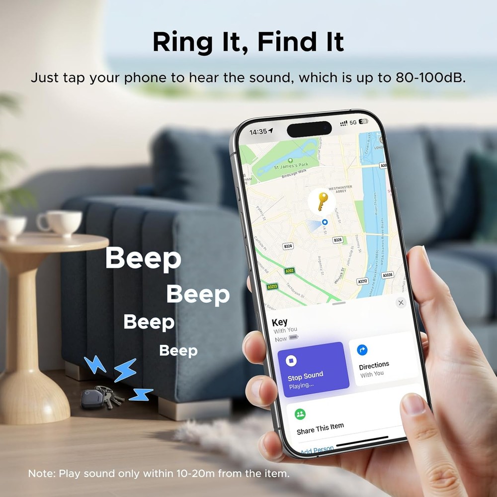 UGREEN FineTrack Air Tracker Tags (iOS Only) 4 Pack, 2-Year Replaceable Battery