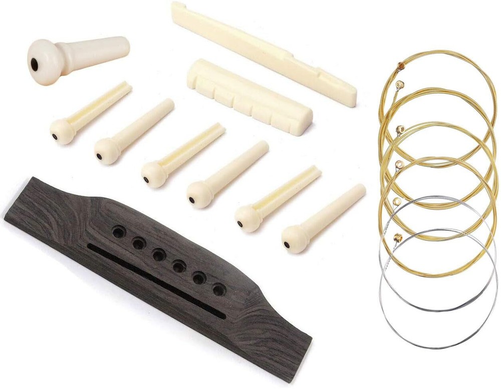 6 String Guitar Bridge Saddle Nut Pins Replacement Parts Set Accessories