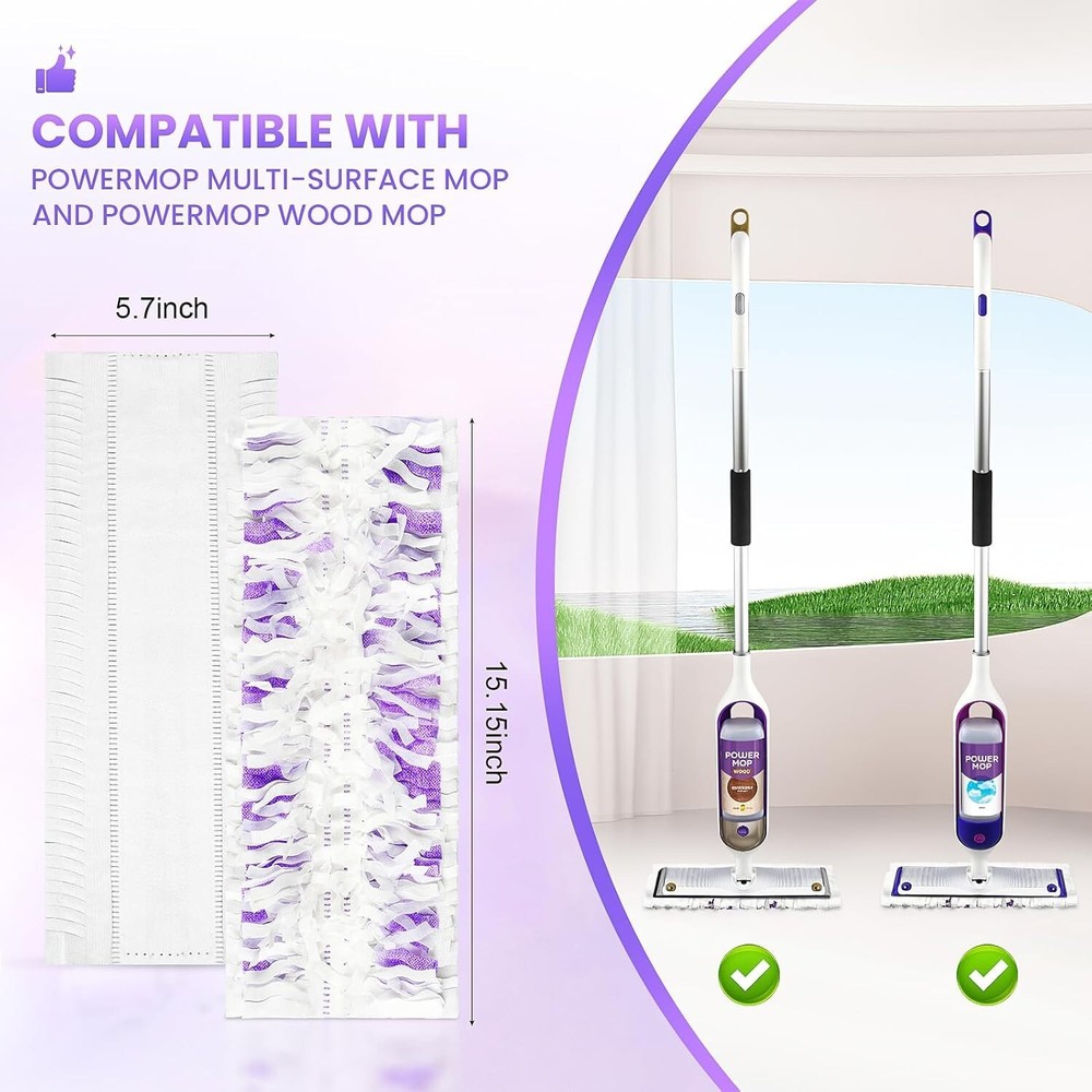 PowerMop Pad Refills - 25 Disposable Cleansing Pads for Multi-Surface Perfection