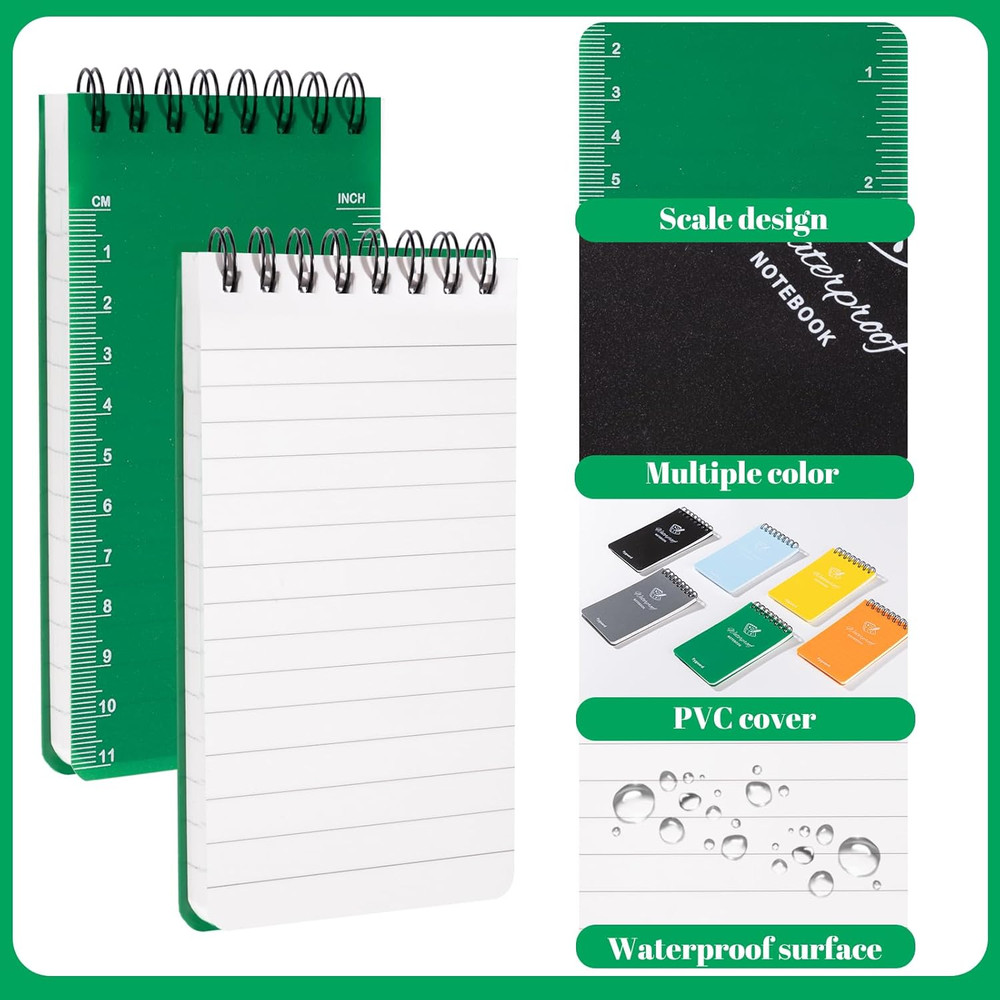 6 Pack Waterproof Notepad Pocket Notebook 3X5 All-Weather Small Pocket Notebo...