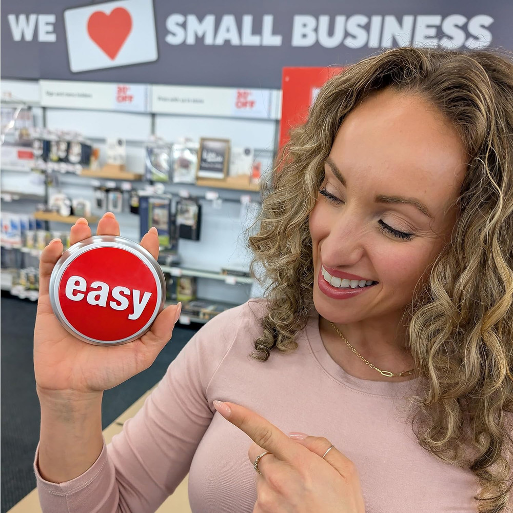 Easy Button, Red/Silver - Fun Office Desk Button for Motivation