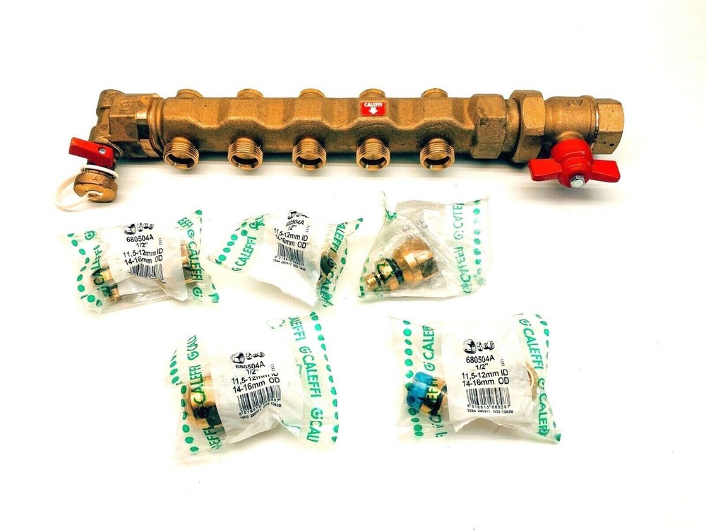 Caleffi 5 Zone Manifold with 5pc 680504A 1/2"