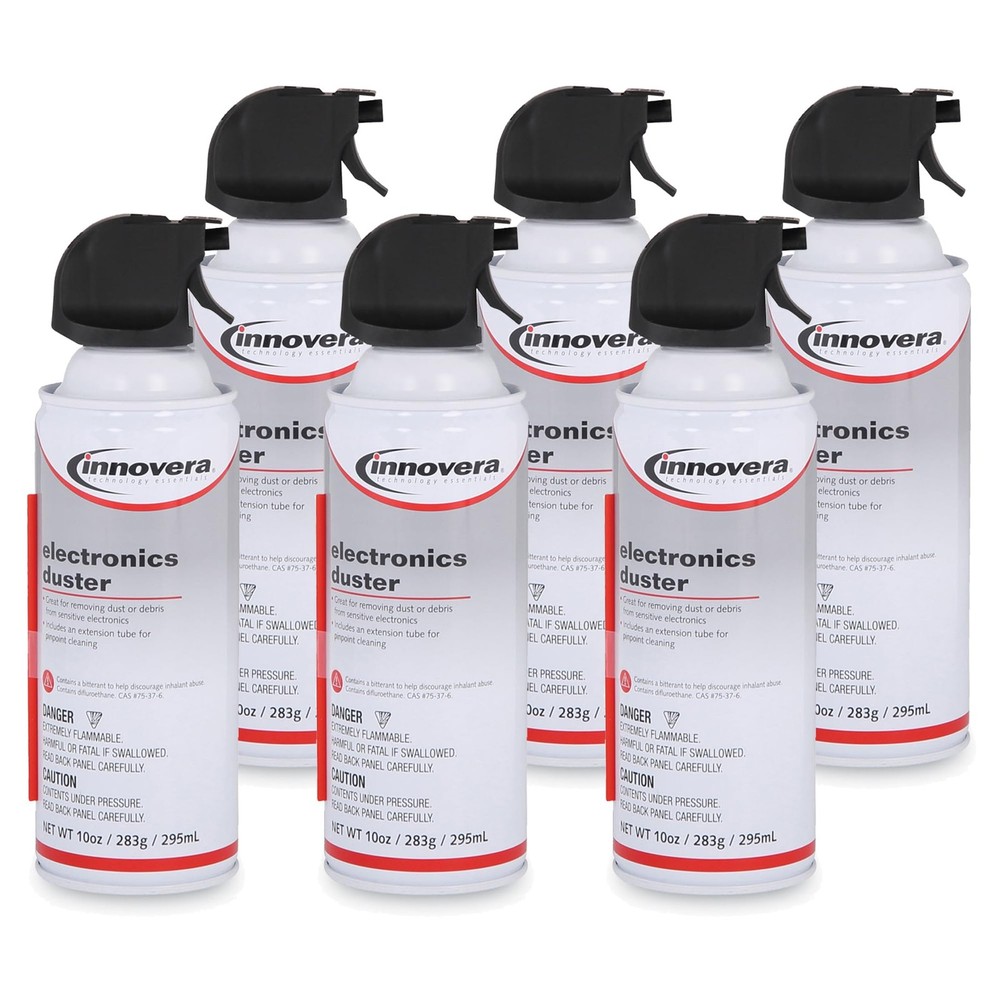 Compressed Air Duster Cleaner, 10 oz Can, 6/Pack
