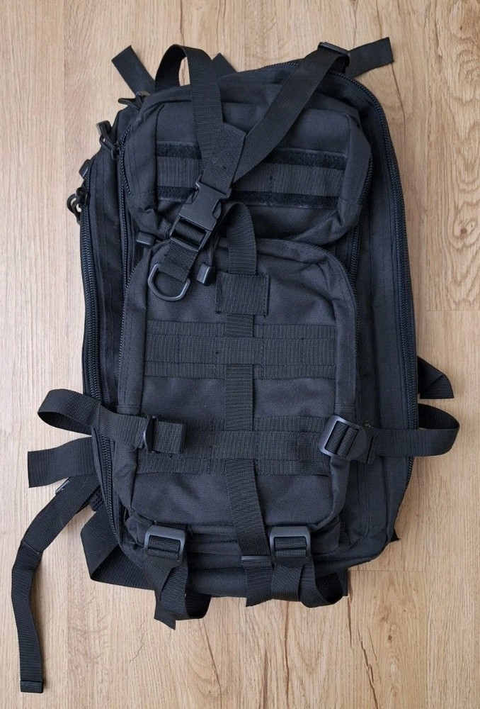 Military Tactical Black Backpack Pockets