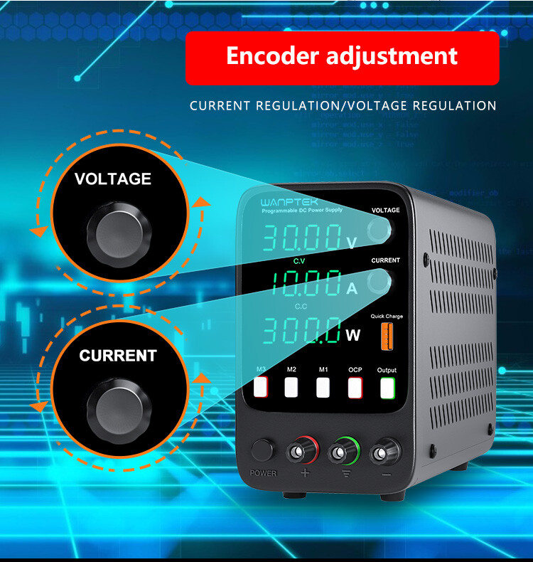 30V 5A Adjustable Lab DC Bench Power Supply Variable Switch Encoder Programmable