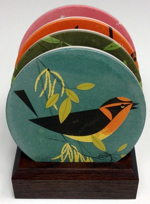 Charles/Charley Harper Feathered Friends Absorbent Stone Coaster Set