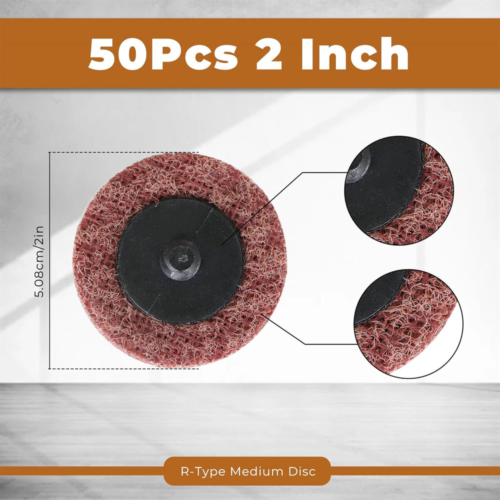 50Pcs 2 Inch Maroon Quick Change Surface Prep Conditioning Discs, R-Type Medium
