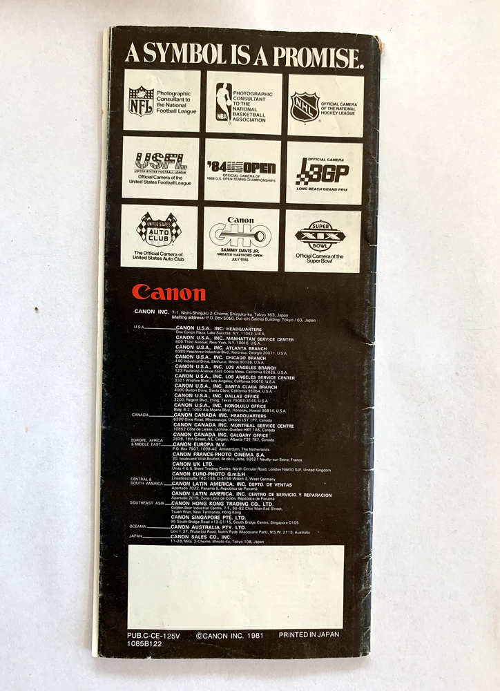 Canon AE-1 Program A New Generation Camera Booklet