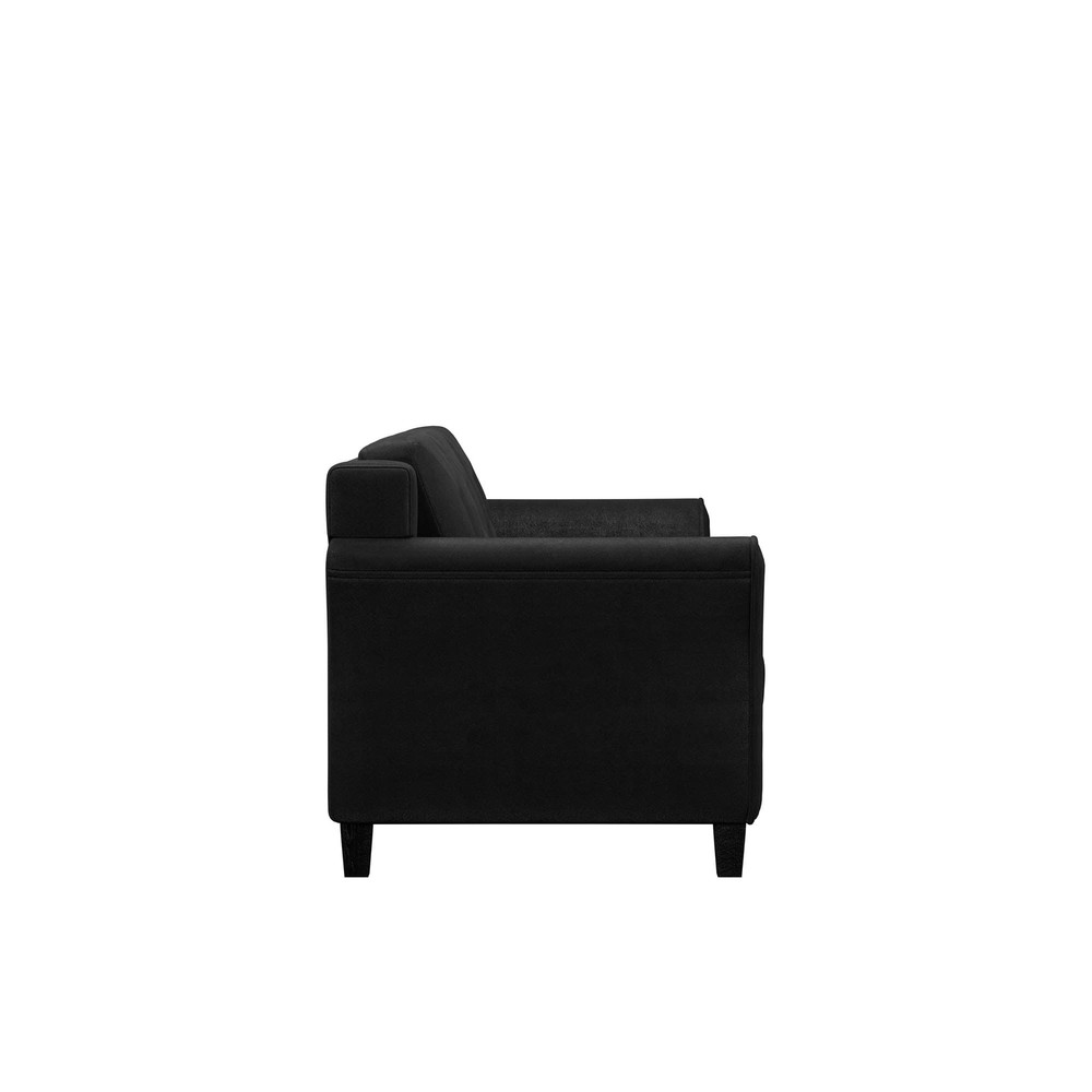 Taryn Curved Arms Sofa, Black Fabric