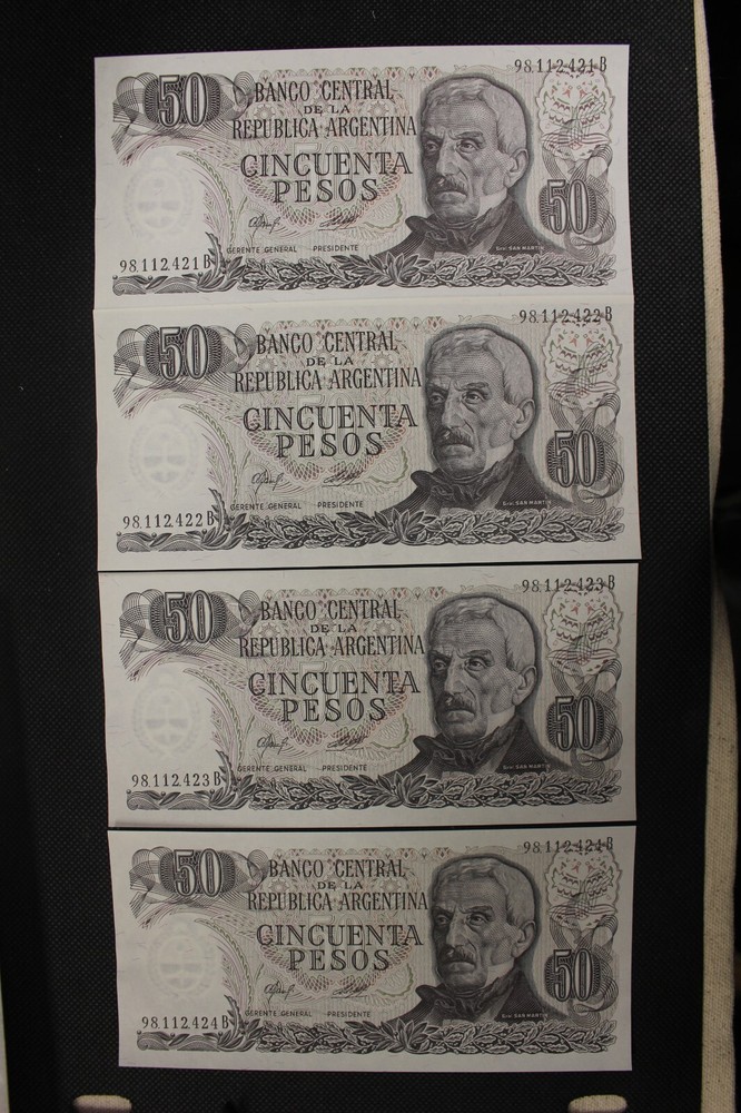 Argentina 4 Consecutive 50 Pesos Notes Group 1