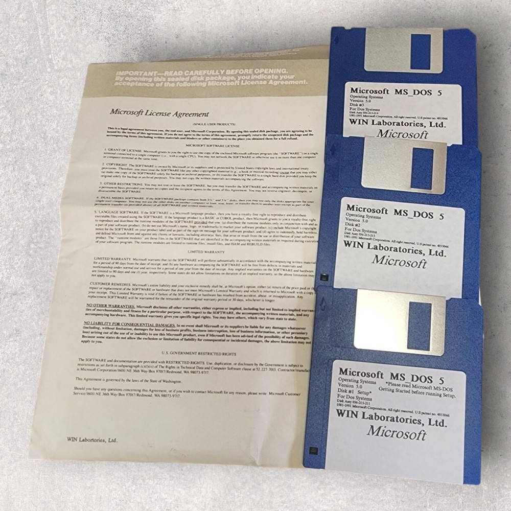 Microsoft MS-DOS Version 5.0 WIN Laboratories COMPLETE System Disk & Users Guide