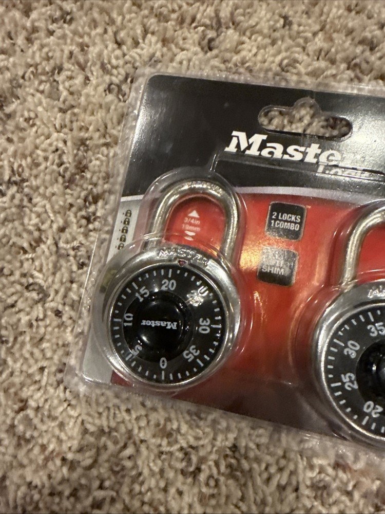 Master Lock 1500T Locker Lock Combination Padlock, 2 Pack, Black