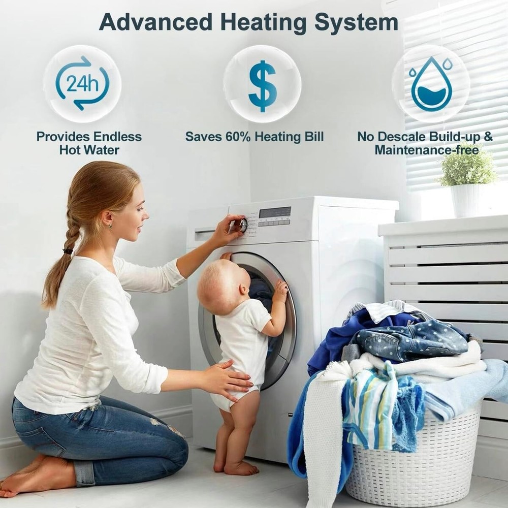 Calentador De Agua Sin Tanque LCD Electrico 5.5kW 220V US Para Cocina Ducha Casa