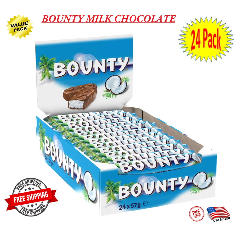 Bounty Coconut Bar Milk Chocolate - 24 Pack
