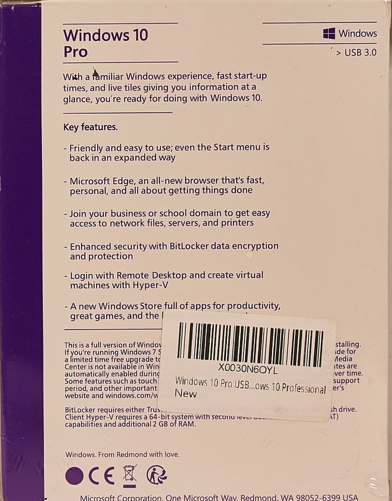 MICROSOFT WINDOWS PRO 10 32/64 BIT -- 2 UNOPENED/UNUSED COPIES