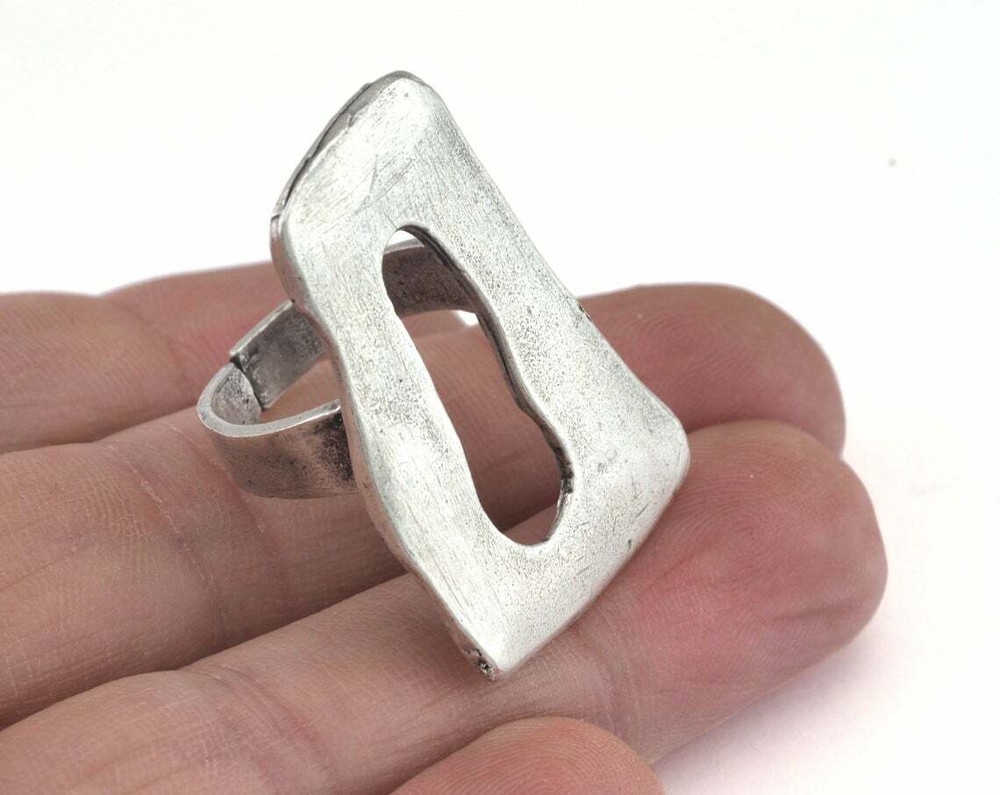 Adjustable Ring Antique Silver plated brass 18mm 8US inner size Adjustable 2975