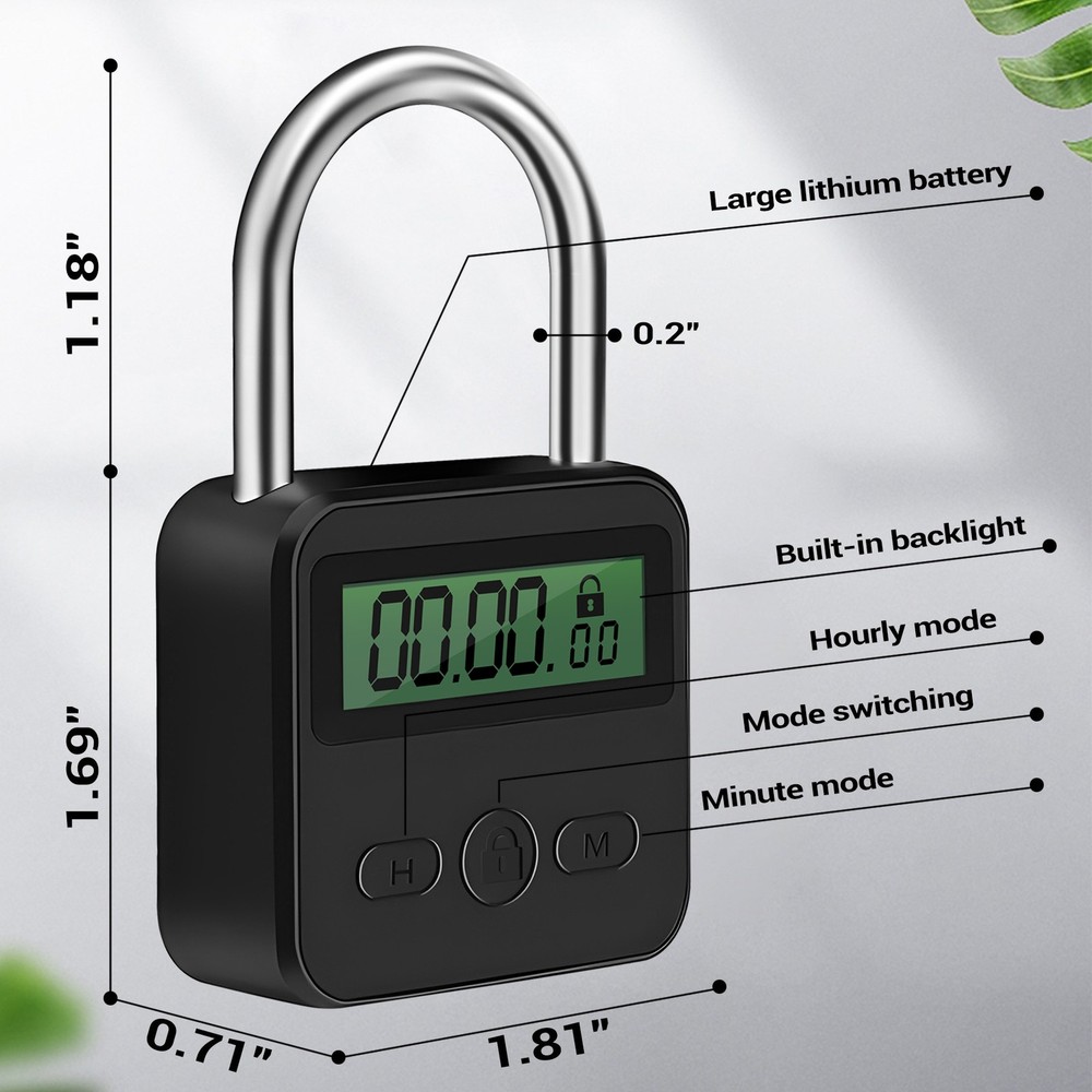 Metal Timer Lock LCD Display Multi-Function Electronic Time 99 Hours Max7349