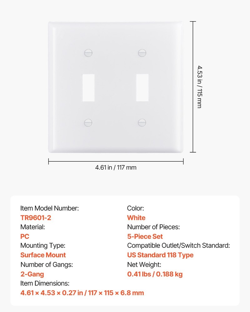 Toggle Light Switch Wall Plates 2-Gang Switch Electrical Outlet Covers Sta