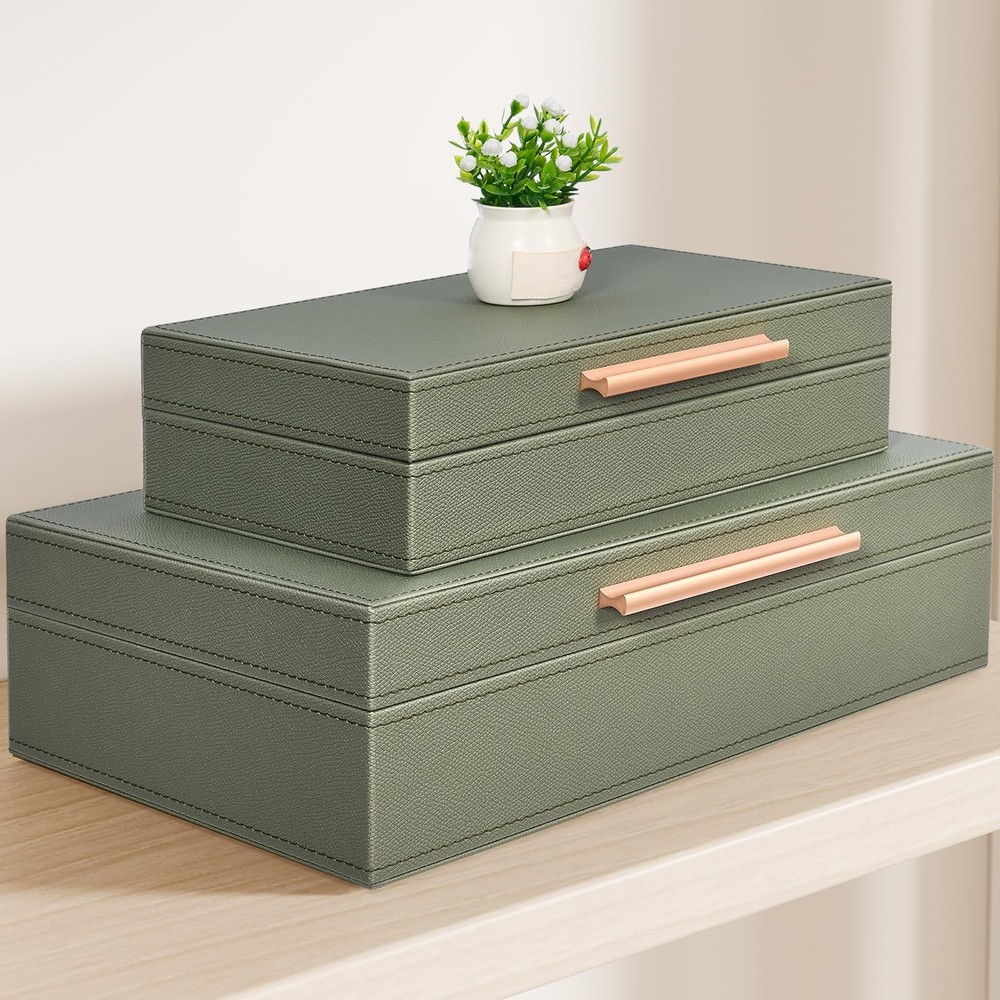 Decorative Boxes with Lids 2-Set, Memory Box for Keepsakes, Saving Space, Bea...