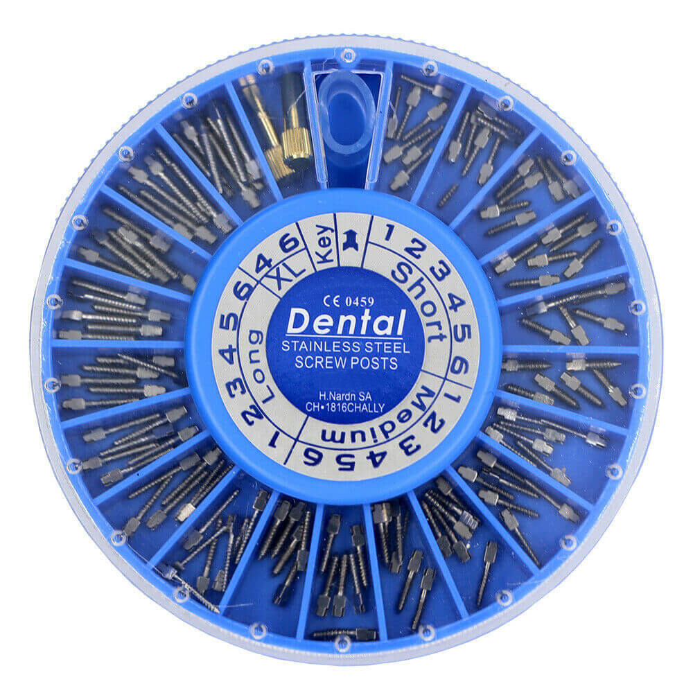 120 Pcs Dental Conical Screw Posts Kit, Assorted Stainless Steel Parallel Posts