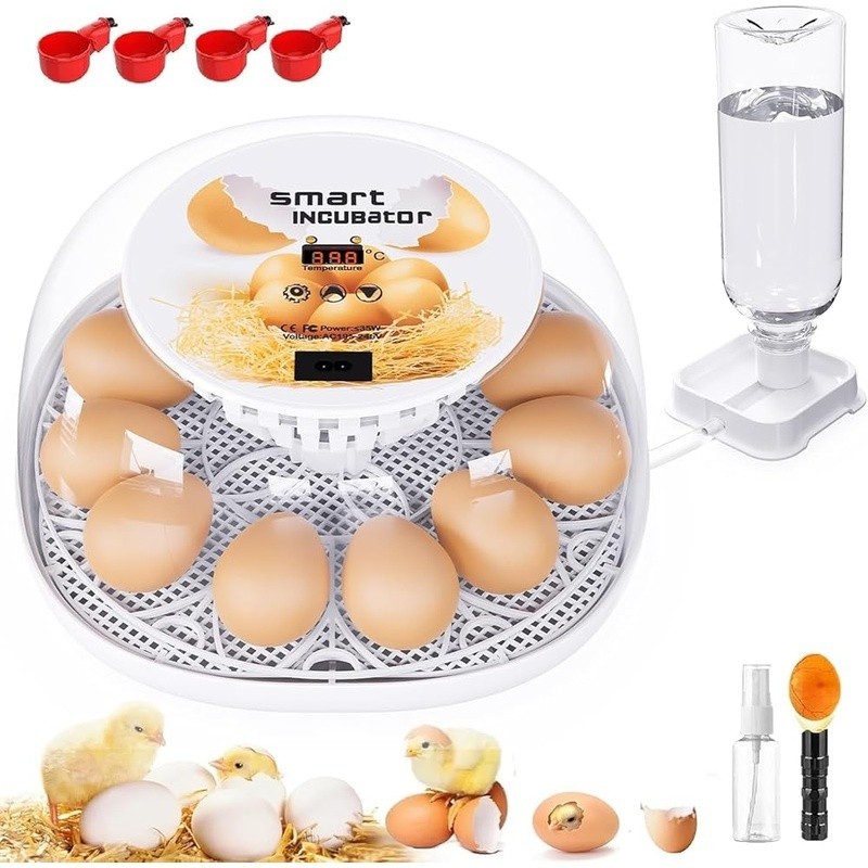 12 Egg Incubator Auto Turning LED Display Temperature Control Hatching Machine