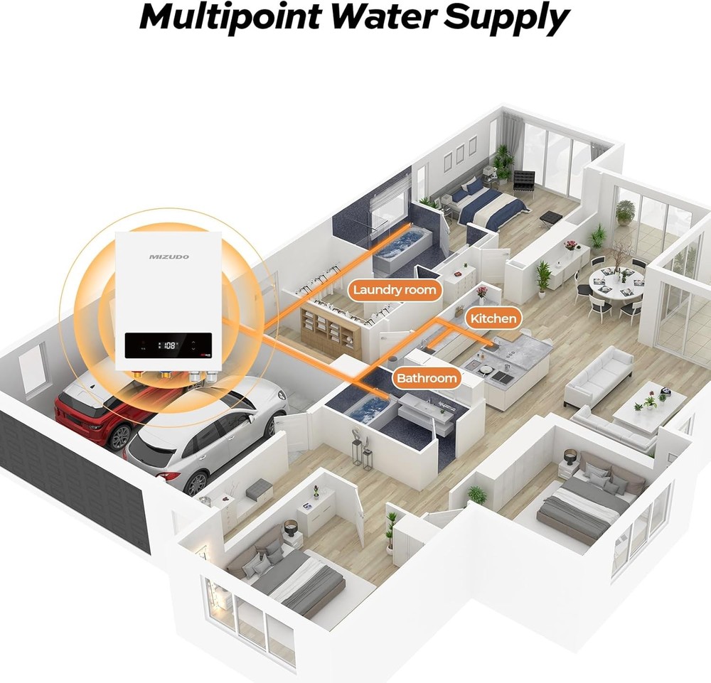 MIZUDO 18kW Tankless Water Heater Electric 240V Up to 4.2 GPM Remote Control