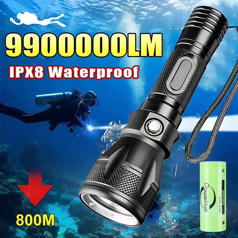99000LM Scuba Diving Light Underwater LED Flashlight Dive Underwater Lighting US