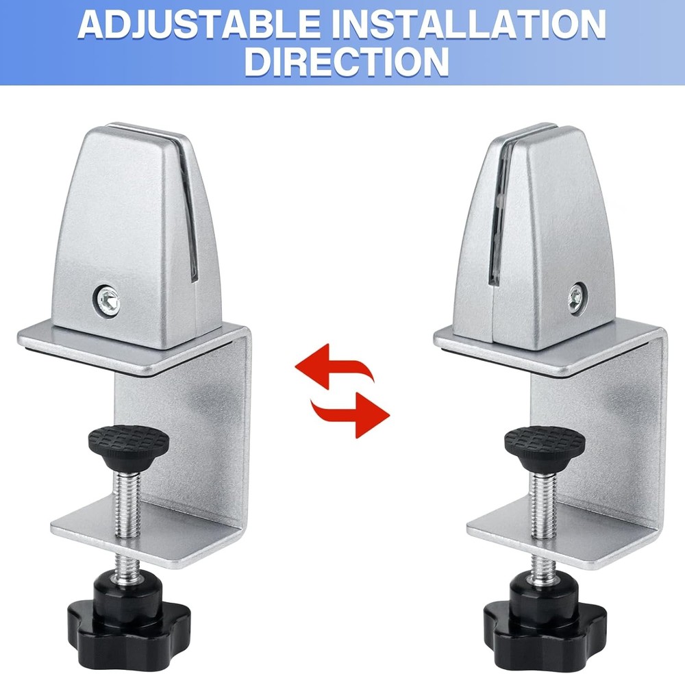 2 Pack Sneeze Guard Support Adjustable Aluminum Desk Divider Panel Clamp