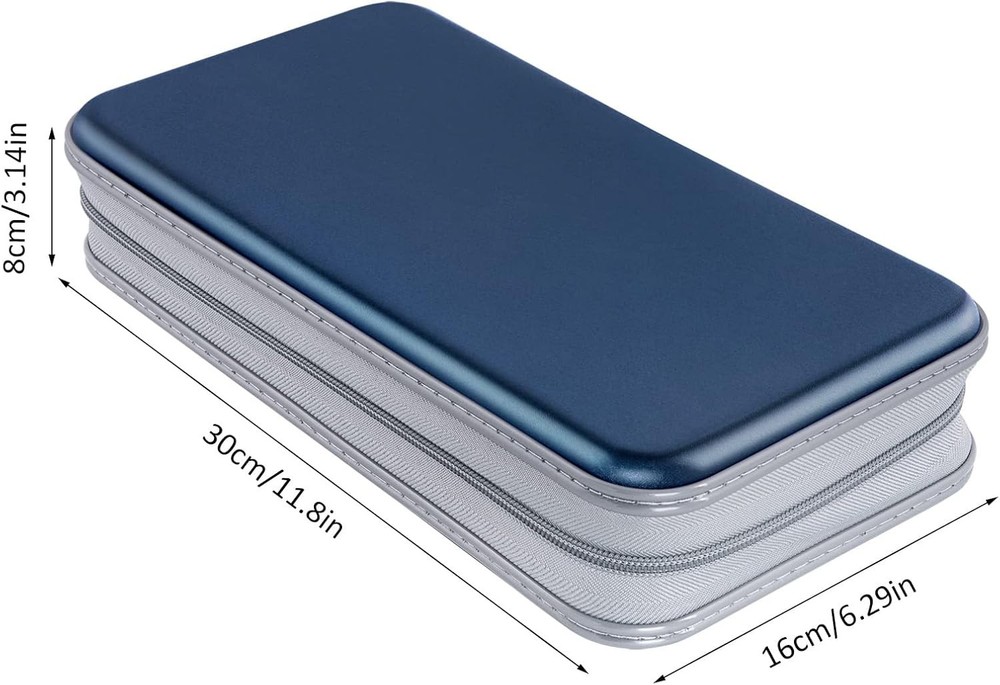 CD Case Holder, 80 Capacity CD/DVD Holders Wallet Hard Plastic Dark Blue