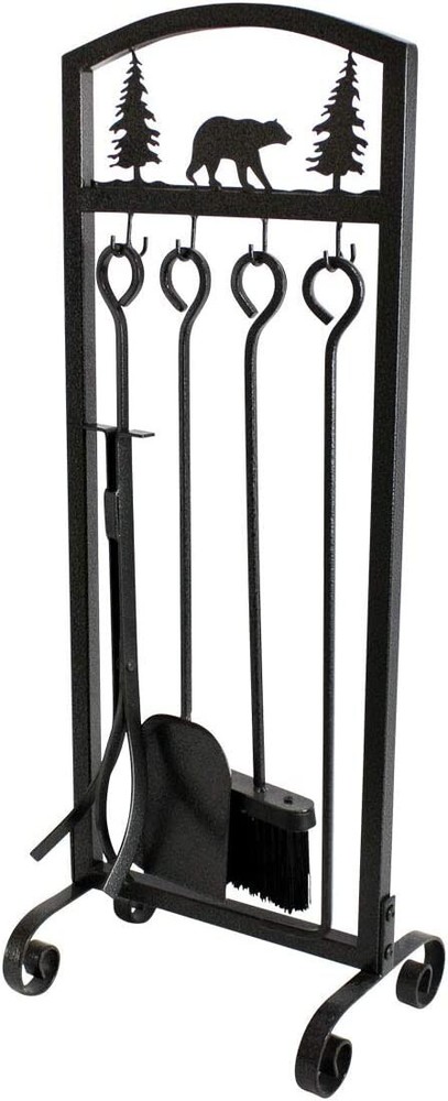 5 Pieces Fireplace Tool Set Extra Strength Wrought Iron Hearth Accessories Kit