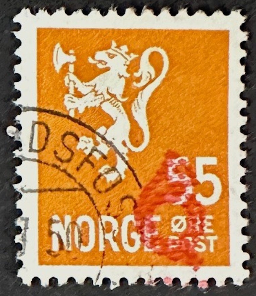 NORWAY Very nice used POSTHORN Issue EXTRA ORANGE POSTHORN CANCEL