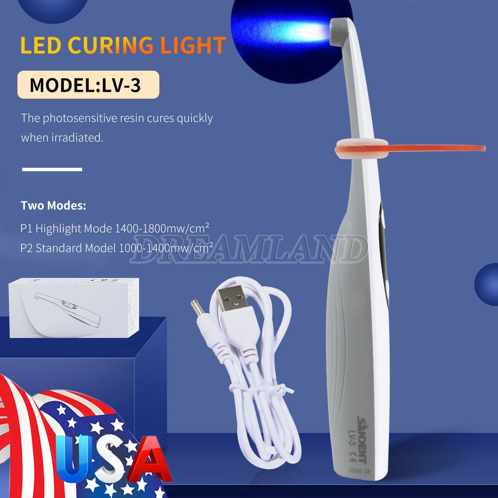 Dental LED Curing Light Lamp Wireless Cordless Composite 3S