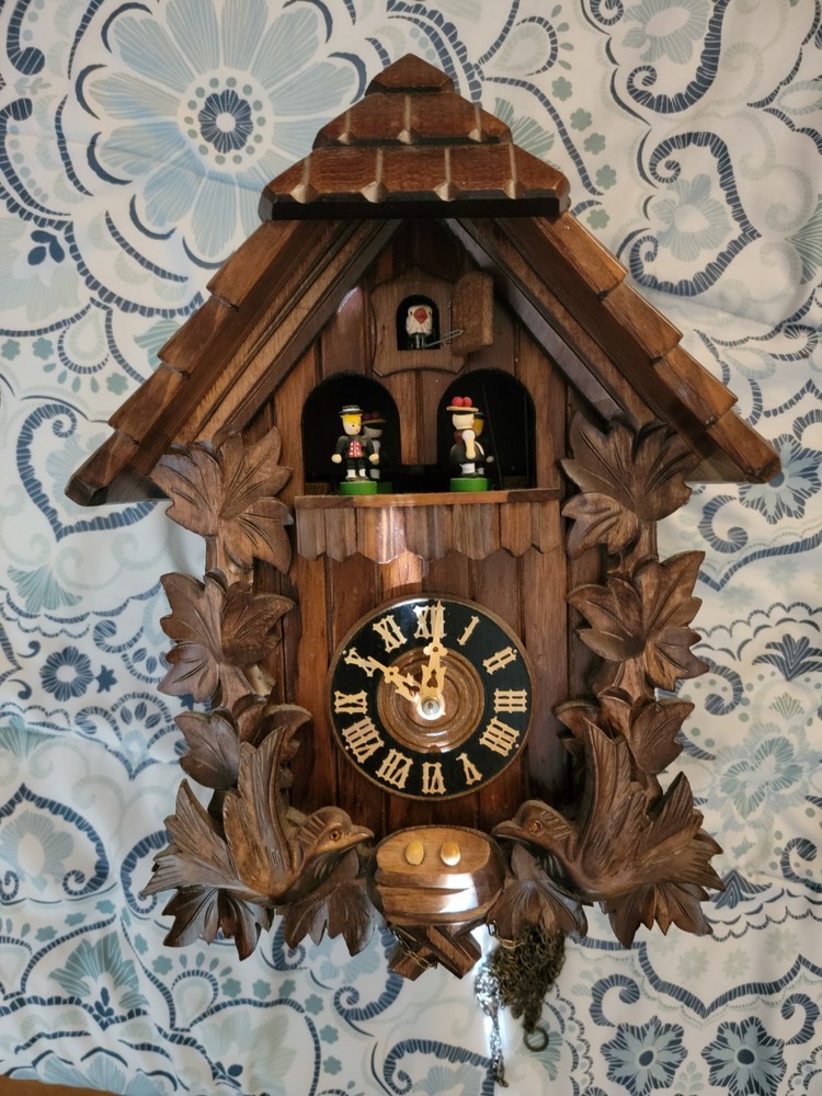 Vintage Solid Wood German Cuckoo Clock WORKS