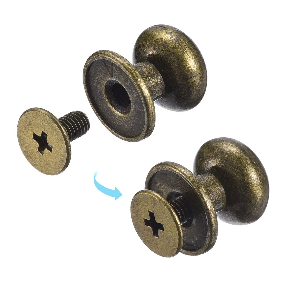 10mm Ball Head Stud Rivets Screw Back, 20Pack Round Head Button, Bronze Tone