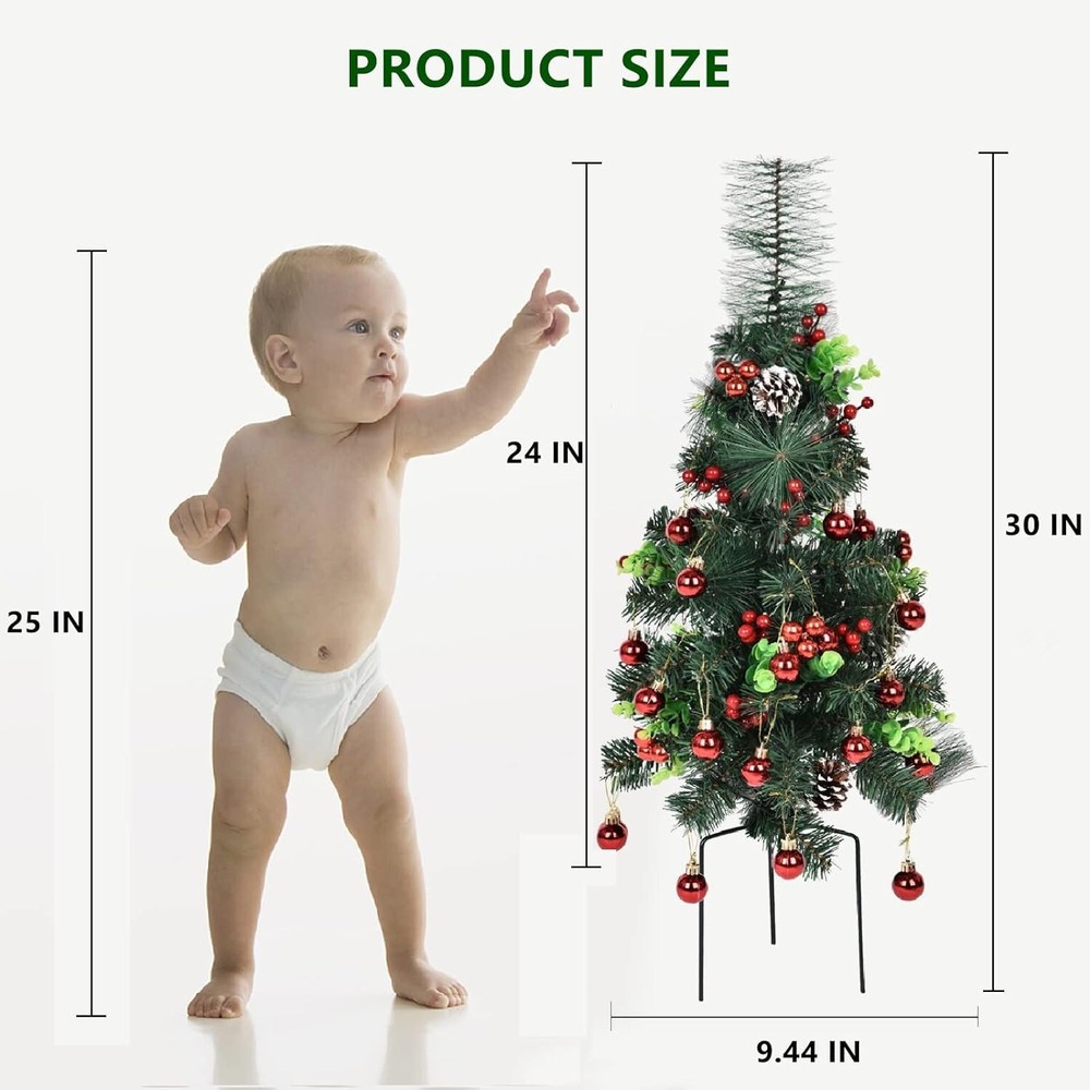 2 Pack 30'' Pre-Lit Christmas Tree Artificial LED Lights Xmas Pathway Home Decor