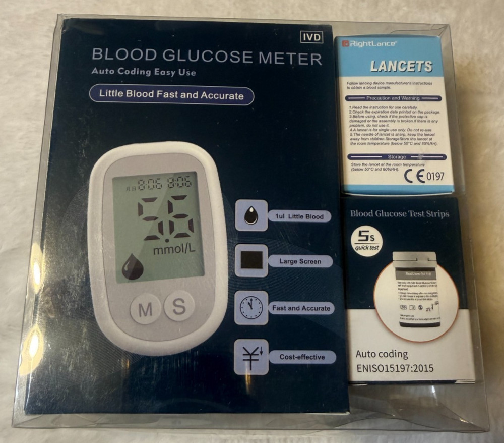 RightLance Blood Glucose Meter Kit - Auto Coding, Fast Results, Home Test Kit