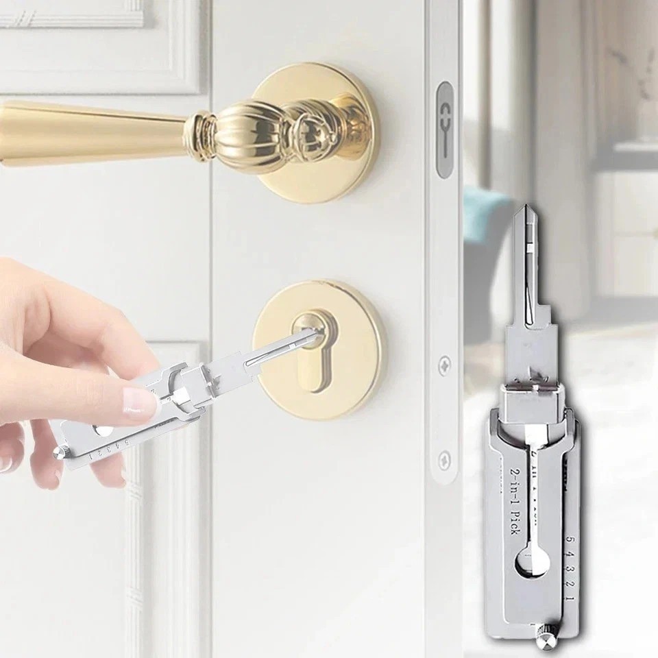 2-in-1 Stainless Steel Key Decoder SS001 PRO Lock Decoder Repair Tools-Free Ship