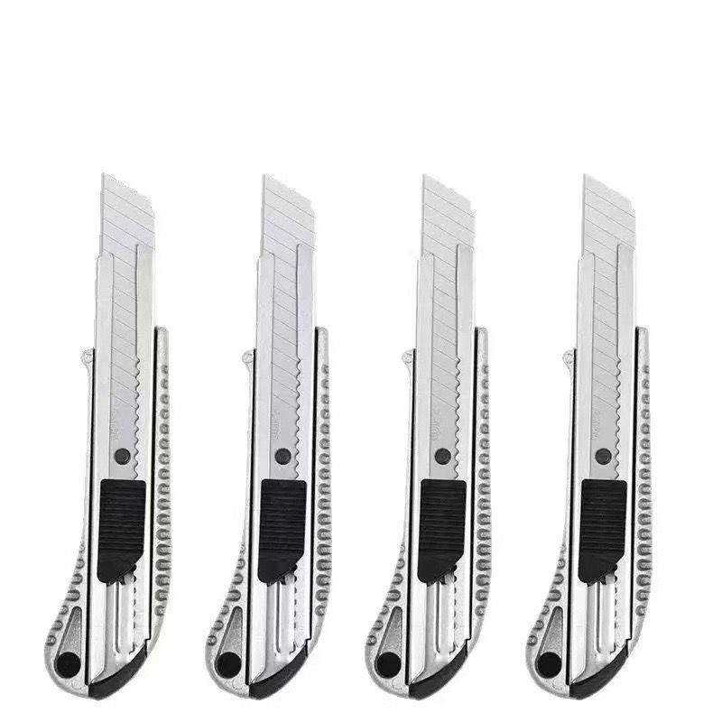 4 Pack Utility Knife Box Cutter Snap Off Blade Retractable Silver
