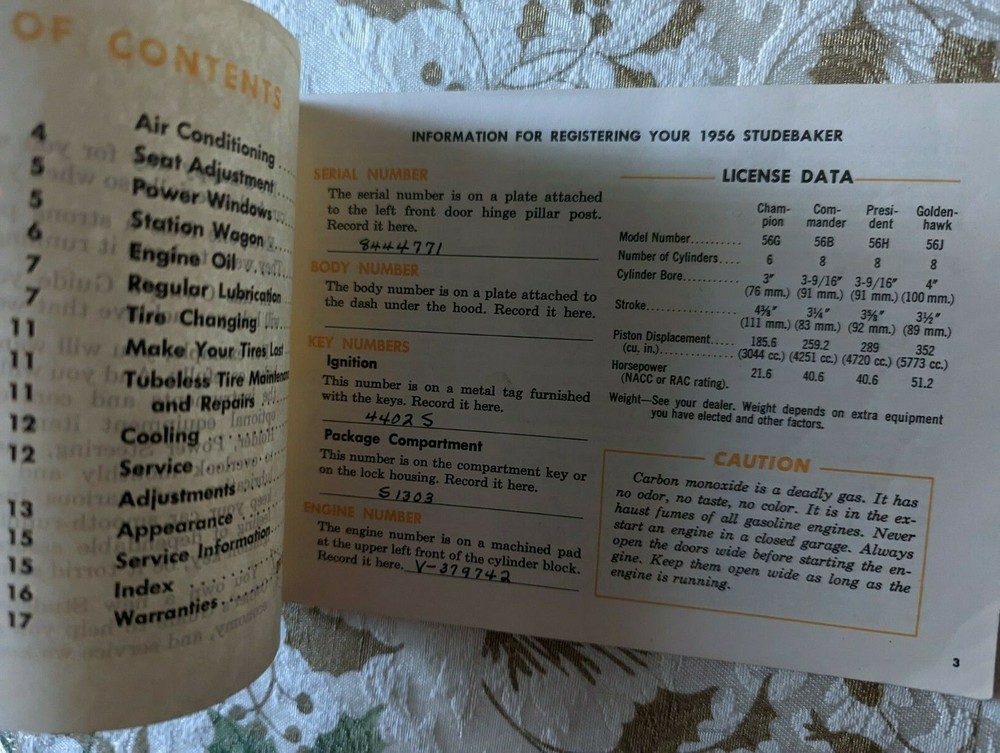 1956 Studebaker Owners Guide Manual