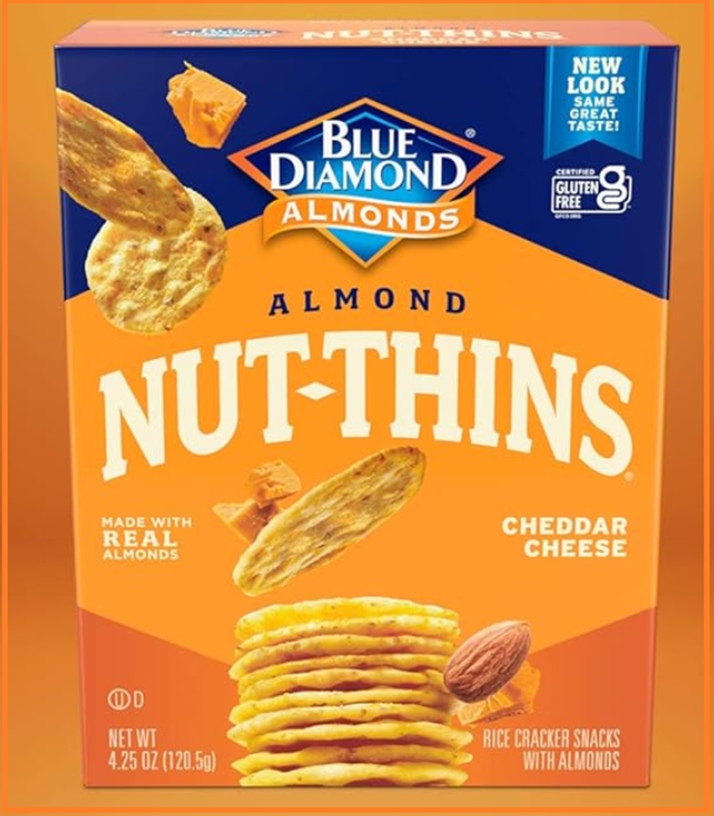 6-Pack Blue Diamond Almonds Nut Thins Cheddar Cheese Cracker Crisps, 4.25 Oz