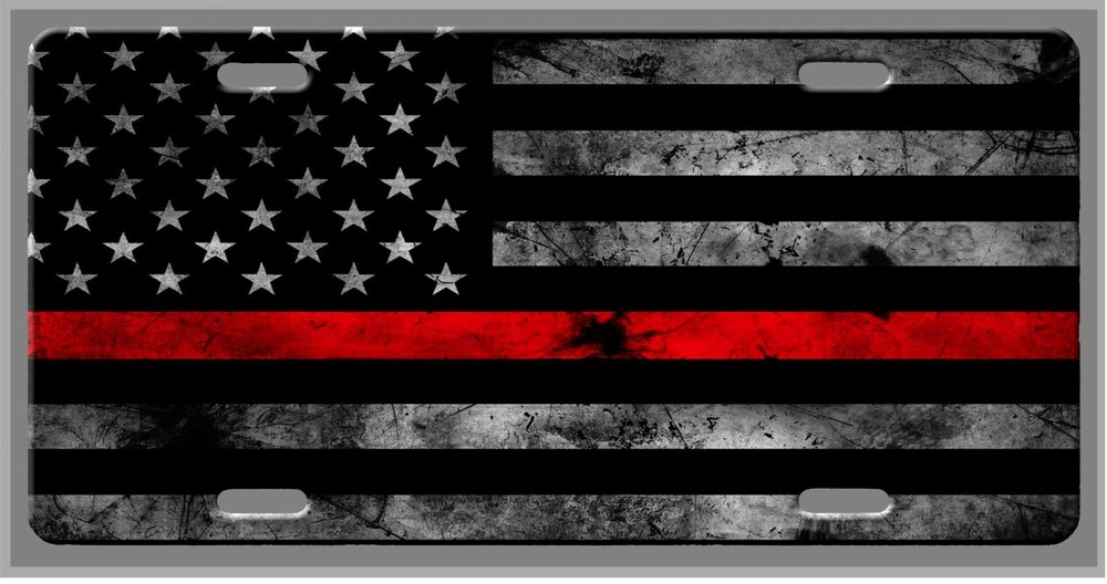 Thin Red Line Fireman Fire Fighter Car Vanity Tag - License Plate