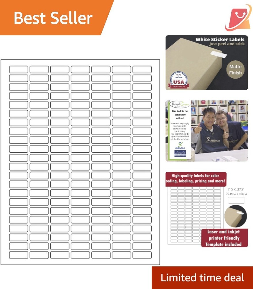 1660 Rectangular Paper Labels 1" x 0.375 Adhesive for Organization Coding Sti...
