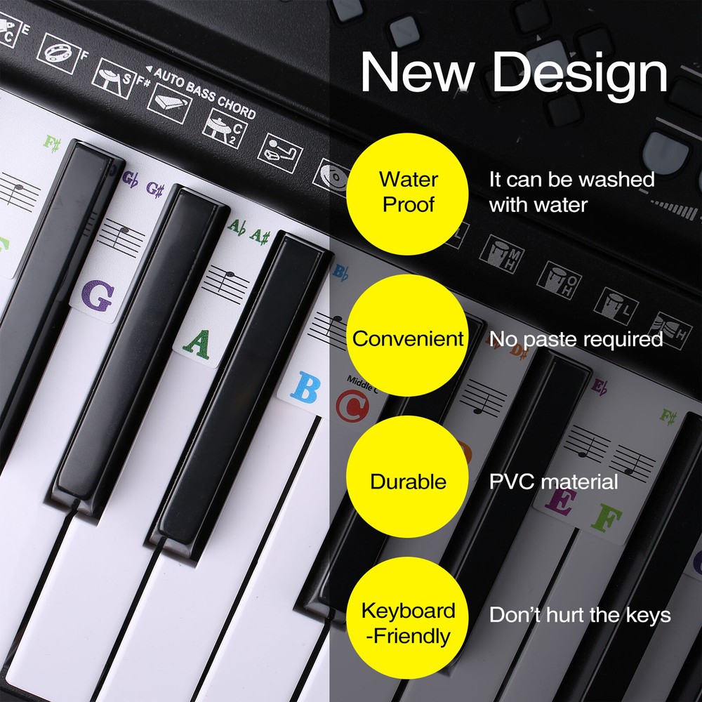 61 key Piano Keyboard Tone Sticker No paste required 85cm Learn Notation
