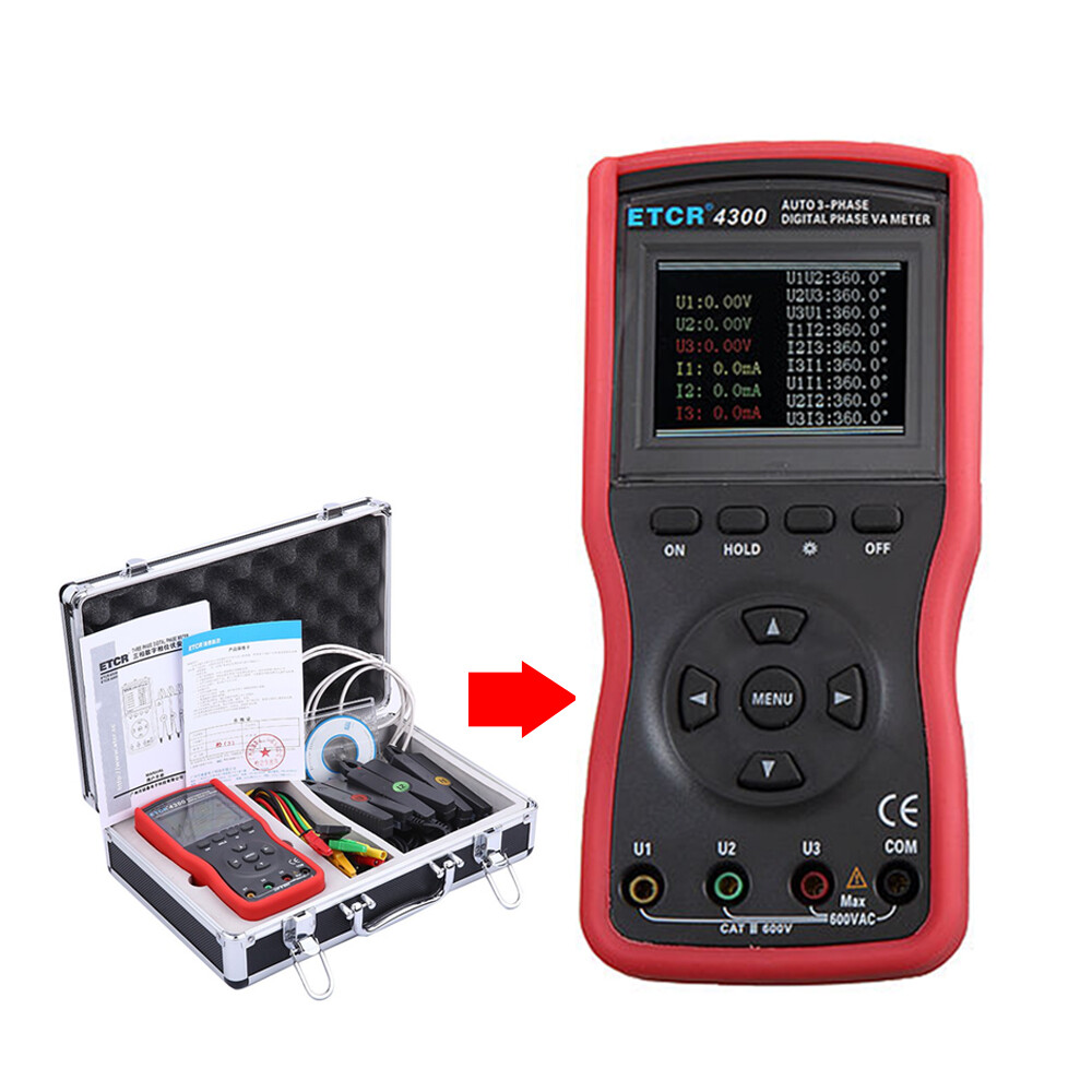 Auto Three phase Digital Phase Voltmeter AC Current Voltage Tester RS232 Port