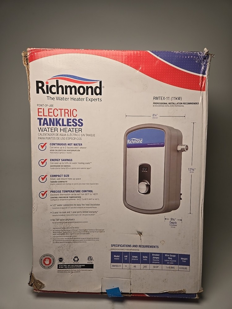 RICHMOND RMTEX-11 ESSENTIAL 240 V 11KW ELECTRIC TANKLESS HOT WATER HEATER