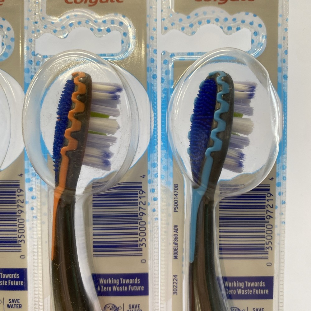 6 PACK - Colgate 360 Advanced Floss-Tip Medium Toothbrushes, Mix Colors