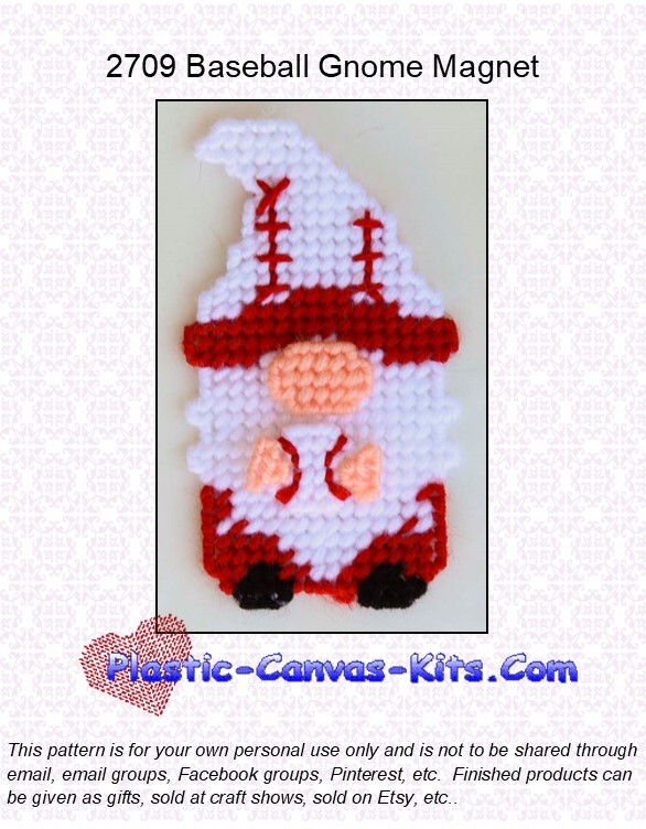 Baseball Gnome Magnet-Plastic Canvas Pattern or Kit