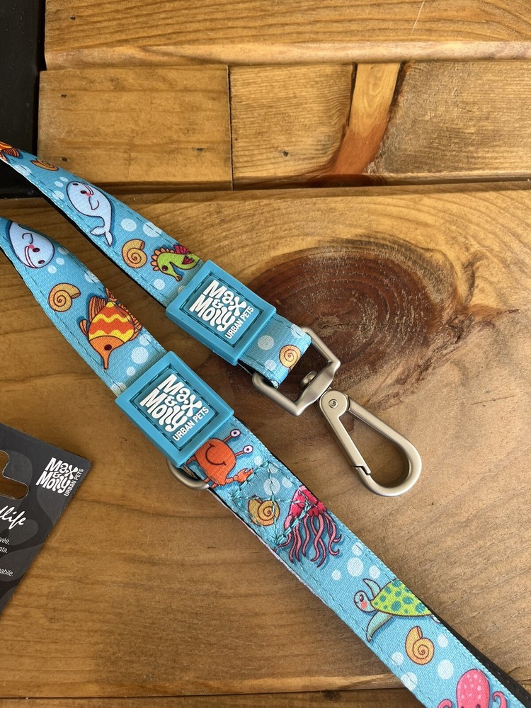 Max & Molly Short Dog Leash - Style: Blue Ocean - Medium Size