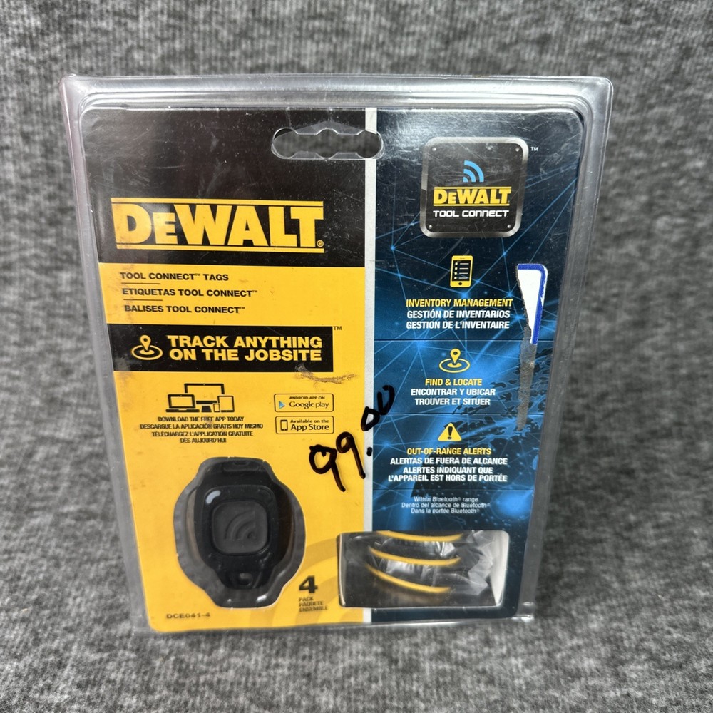 DeWALT Bluetooth Tracker Tool Connect Tags (4 Pack)  DCE041-4 SEALED