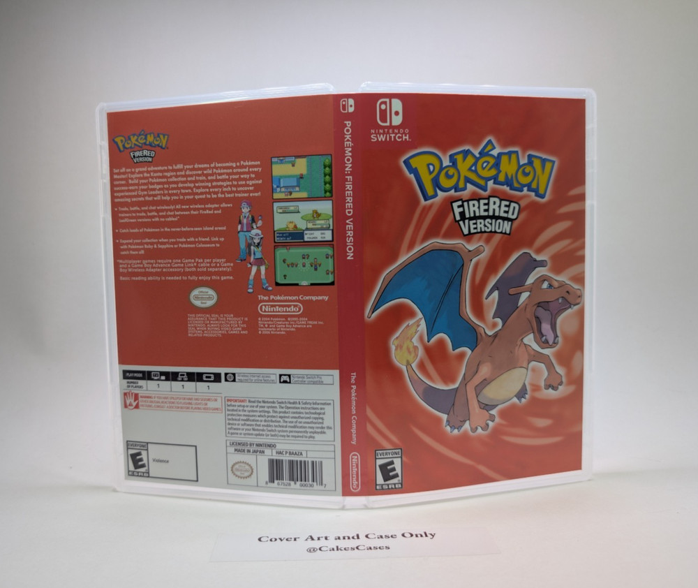 Replacement Case - NO GAME - Pokemon FireRed  - Physical Switch 1 Game Case